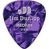 JIM DUNLOP Plektrum Genuine Celluloid Classic, 12 Stück, Perlviolett, Medium