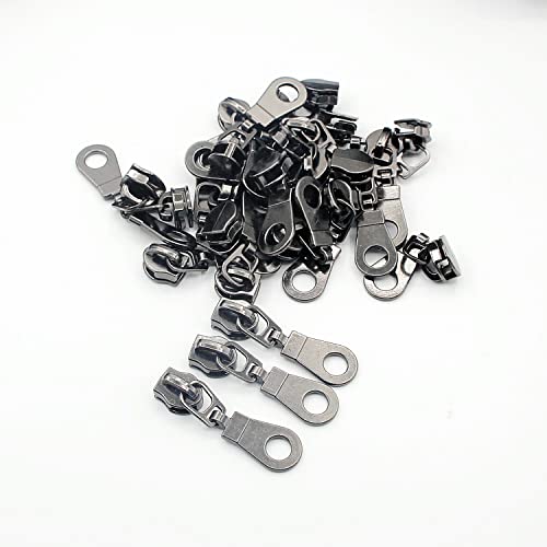 Image of Leekayer #5 Black Nickel Metallic Nylon Coil Teeth Zippers by The Yard Bulk 10 Yards Zipper Tape with 25pcs Black Nickel Sliders for DIY Sewing Tailor Craft Bag(Black)
