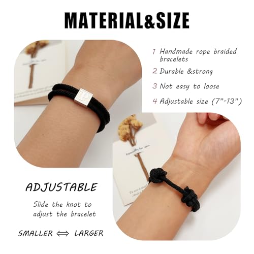 Pulsera inicial de cuerda para hombre acero inoxidable miniatura 5