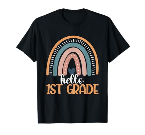 Hello First Grade Back To School 1st Grade Rainbow Teacher T-Shirt
