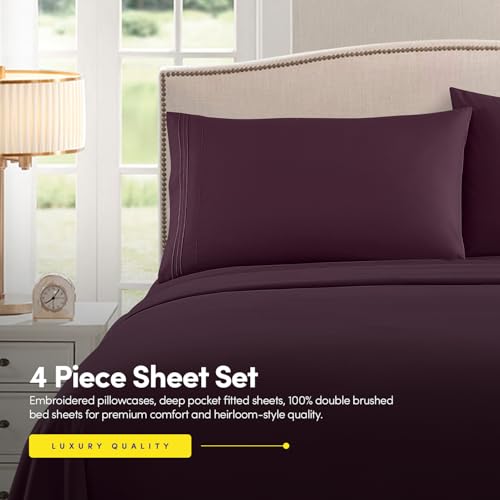 Image of 1500 Supreme Collection Twin XL Sheet Sets Purple- 3 Piece Bed Sheets and Pillowcase Set for Twin XL Mattress - Extra Soft, Elastic Corner Straps, Deep Pocket Sheets, Twin XL Purple