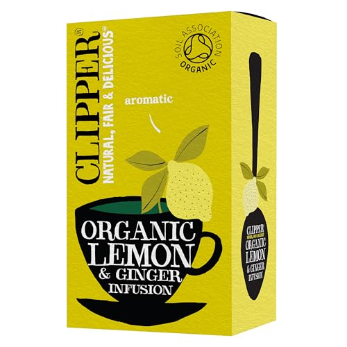 Clipper Tea Lemon & Ginger Teabags – Caffeine Free, USDA Organic, Great Hot or Iced – Aromatic, Natural, Fair & Delicious – 20 Tea Bags