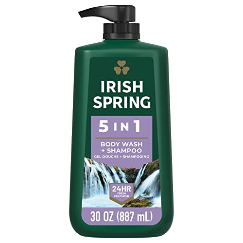 Irish Spring 5 in 1 Body Wash for Men, Men’s Body Wash, Feel Fresh All Day, 30 Oz Pump Bottle, 4 Pack