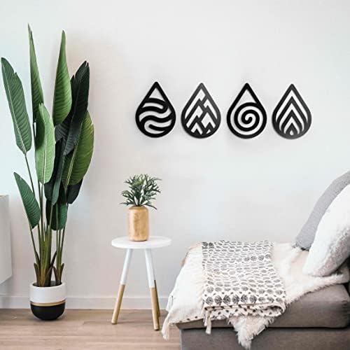 keluly Decoración de metal. Escultura de pared flotante, con sombras, de acero. (21 x 15 cm., Cuatro Elementos)