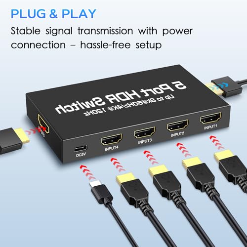 Switch HDMI 2.1 8K de 48Gbps con 5 entradas para máxima fluidez de vídeo 7