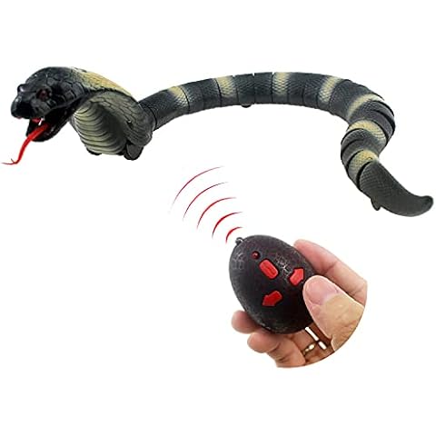 Escomdp RC Snake Infrared Remote Control Cobra Naja Animal Car Vehicle Prank Scary Toy Realistic Kids Birthday (Grey) Cover