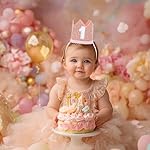 Alianzeo First Birthday Party Crown, 1st Pink Birthday Party Hat for baby Girl or Boy, Glitter Crown hat for 1st baby - Image 2