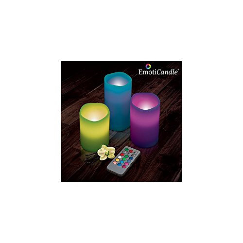Bitblin Emoticandle Pack de Velas de Cera Natural con Mando A Distancia, Beige, 15 x 7 cm