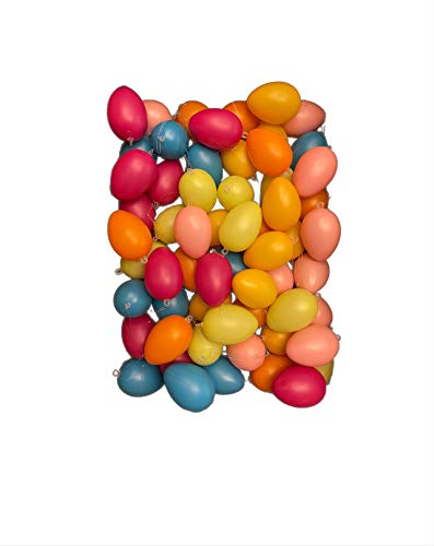 khevga Ostereier Kunststoff 36er Set Bunte Ostereier mit Band, 36er & 60er Set – Wetterfeste Osterdeko für draußen & innen, perfekt für Osterbaum & Frühling