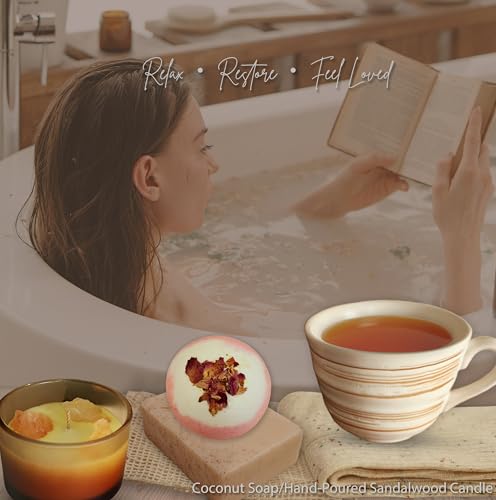 عبوة العناية من كوزي كير للنساء - صندوق هدايا دافئ ومريح لعيد الميلاد، هدية صديقة، تمنيات الشفاء قريبا، التعاطف، العناية الذاتية، العناية بالسرطان والتشجيع (شاي حليبي)