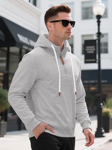 Mens Fleece Quarter Zip Pullover Hoodies for Men Long Sleeve Casual Hoodies Drawstring Fashion Sweatshirt3