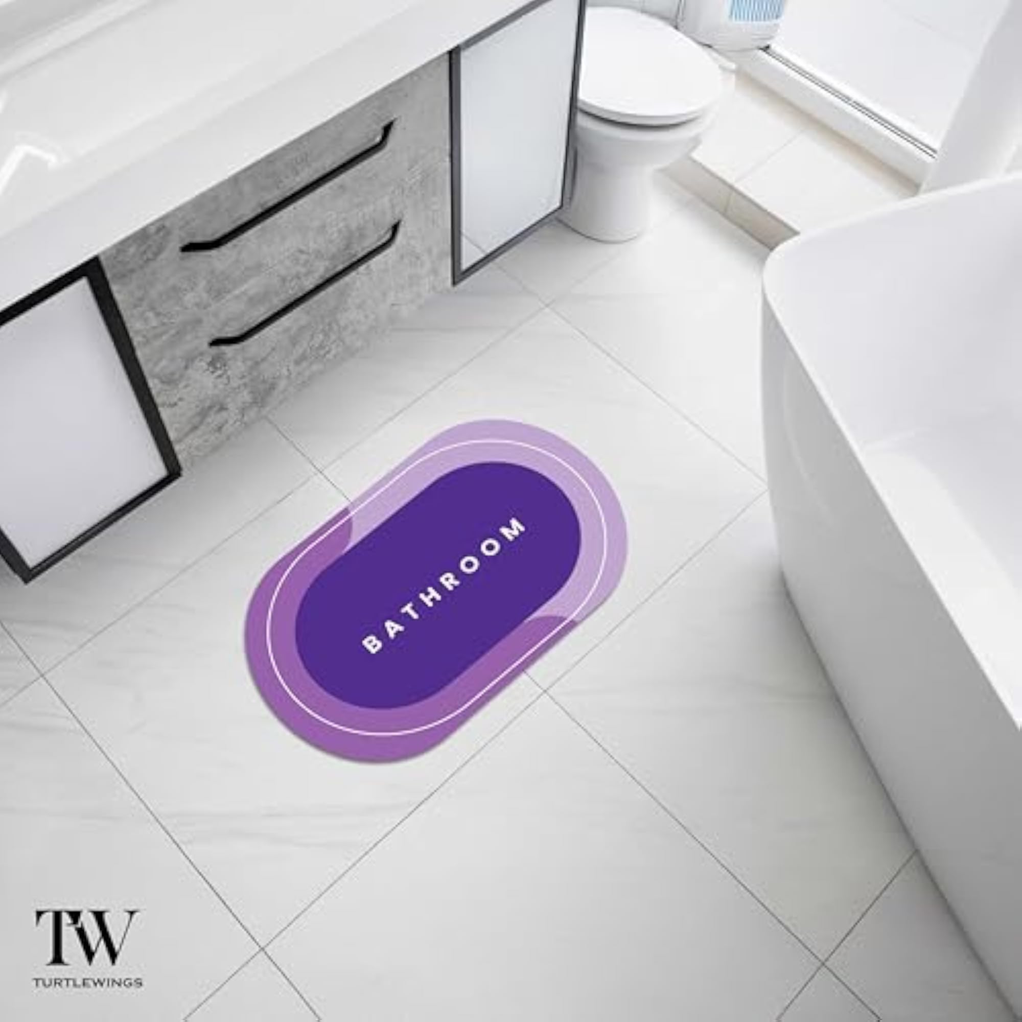 Bathroom Floor Mat, Quick Dry Anti Slip Washable