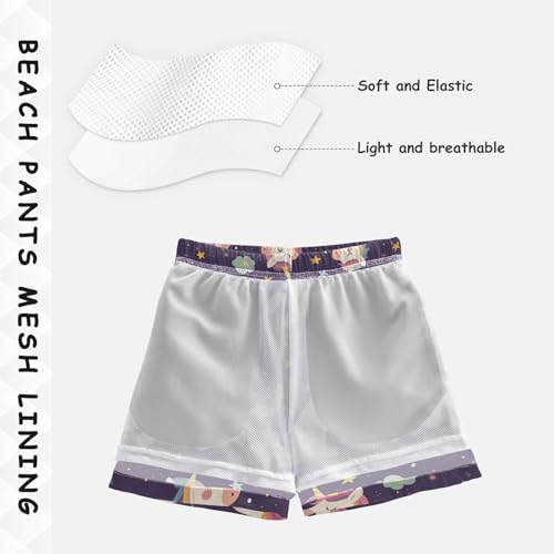 Pigsaly Boys Swim Trunks Unicorns with Rainbow Stars Boys Board Shorts Swimsuit Swimwear Summer Bathing Suit 3T4