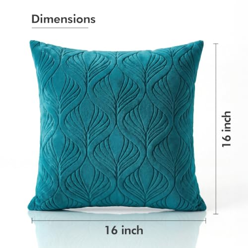 Image of Yellow Weaves Jacquard Cushion Covers | Sofa Cushion Covers | Throw Pillow Cover for Sofa, Couch, Living Room| Removable & Washable | 16x16 Inches, Set of 2 (Peacock Blue)