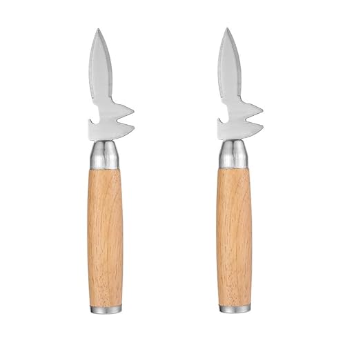 NobeOnbe Oyster Knife Shell Opening Tool, Scallop Shell Opening Tool, Wooden Handle Pry Oyster Tool Multifunctional Bottle Opener