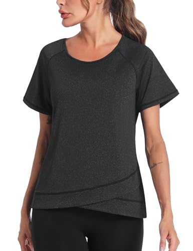 Terecey Camiseta Deporte Mujer de Manga Corta Camiseta Tecnica para Mujer y Cuello Redondo Camisetas Gym Mujer para Yoga Fitness Pilates