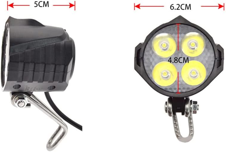 TEQIN Ebike Headlight and Tail Light Sets, 24V to 48V Front Rear Warning Lights Kit, LED Night Spotlight Cycling Modification Parts 24-48V
