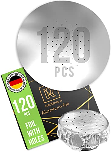 Hookah Foil With Holes 120 pcs â€“ 4mil thick VALUE PACK Aluminum Foil Sheets with Holes for Hookah 6.3 in Wide Premium Heavy Duty Aluminum Precut Foil Hookah Pre Punched Aluminum Foil With Holes