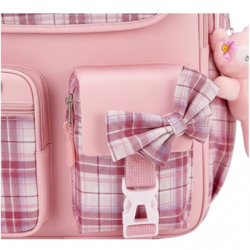 Image of Girls School Backpack Cute Pink Pastel Gradient Bag with Multiple Compartments Lightweight Durable Bookbag for Kids Students (purple bag)