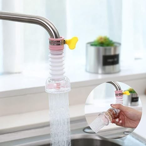 Image of RAZEN Adjustable Kitchen Faucet Splash Filter, Water Saving Plastic Tap Nozzle with Key Grip Fit, 360 Shower Regulator Sprinkle Head for Kitchen & Bathroom Taps, Easy Installation, Assorted Color