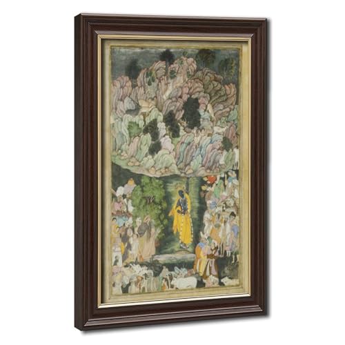 Impression sur toile Krishna abritant Braj au mont Govardhan pour déco murale