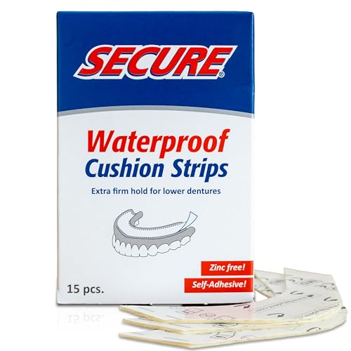 Secure Denture Adhesive Strips – Zinc Free – Waterproof – Comfortable Cushion Fit for Lowers – Extra Firm All-Day-Hold – No Mess – Clean Ingredients - 30 Strips (2 Pack)