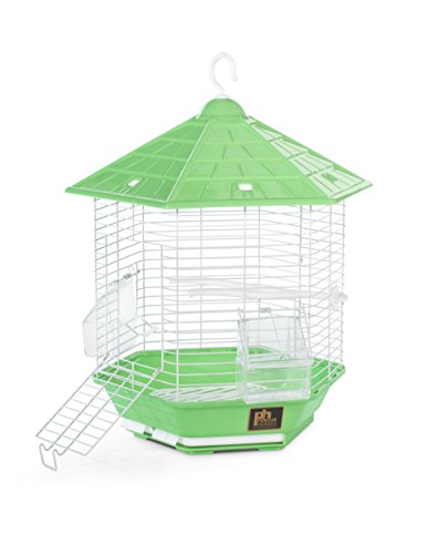 Image of Prevue Pet Products Bali Bird Cage - Small Bird Cage for Parakeets, Finches, & Lovebirds, Compatible with Stand, Clear Visibility, Easy to Clean & Maintain - White & Green