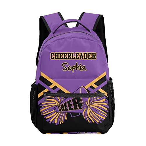 Customized Cheerleader Purple Waterproof Backpack with Name for Hiking Camping Picnic 12.2(L)x5.9(W)x16.5(H)inch