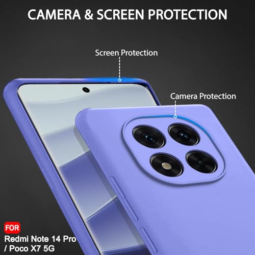 Image of TheGiftKart Liquid Silicone Back Cover Case for Mi Redmi Note 14 Pro /Poco X7 5G | Soft Micro-Fibre Lining Inside | Camera & Screen Protection | Shockproof Back Cover Case (Silicone, Purple)