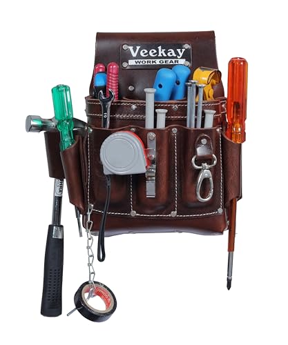 VEEKAY 10-Pocket Full Grain Leather Pouch