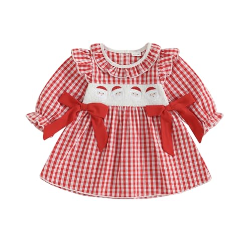 Christmas Baby Clothes Toddler Little Girl Christmas Dress Ruffle Plaid Santa Dresses Cute Xmas Outfit for Fall