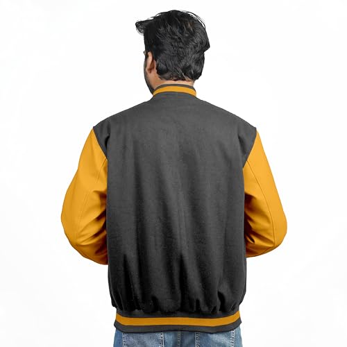 Image of Men's Fashion Varsity Jacket Causal Slim Fit Wool Letterman Baseball Bomber Jackets