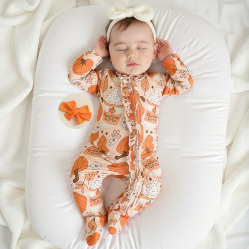 Image of Kuriozud Newborn Infant Unisex Baby Boy Girl Button Solid Romper Bodysuit One Piece Jumpsuit Outfits Clothes | Newborn Baby Girl Sleeper for Daily, Brithday, Halloween, Christmas, New Years, Valentines, St. Patrick's Day, Easter 0-9M