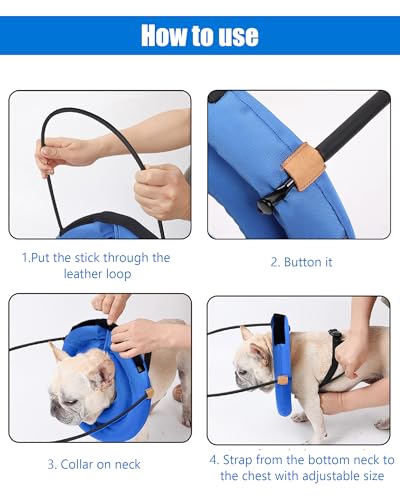 Image of Blind Dog Bumper Halo, Harness Guiding Device for Dogs, Anti-Collision Ring for Protection & Confidence Building, Blue, Neck: 17.3 inches