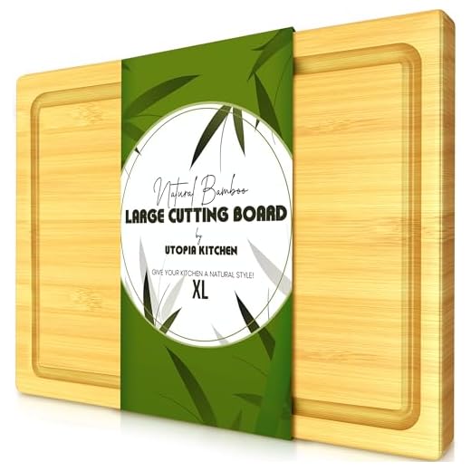 Utopia Kitchen Extra Large Bamboo Cutting Board with Juice Groove - Kitchen Chopping Board for Meat Cheese and Vegetables (17 x 12 Inch) (1)