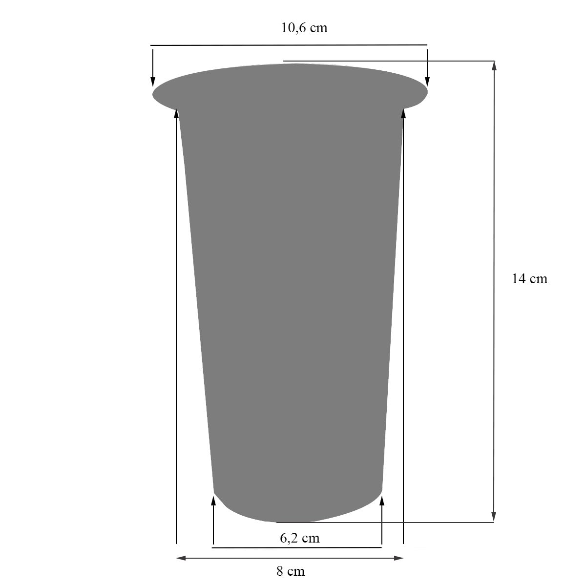 Wasserdichter Einsatz Für Grabvase – Konisch, 7,2 X 22 Cm, Schwarz, Witterungsbeständig
