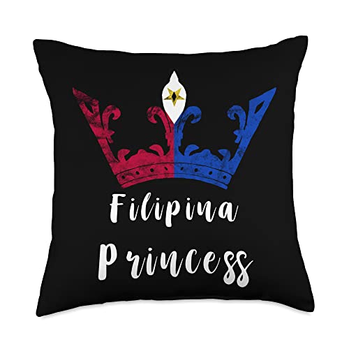 Pilipinas Pinoy Pride Philippines Filipino Flag Philippines Filipina Princess Crown Pinay Filipino Pride Throw Pillow, 18x18, Multicolor