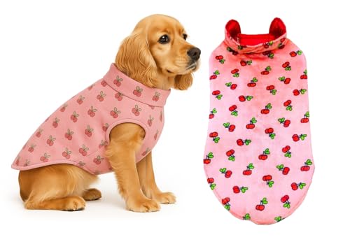 Image of The Pets Company Dog Winter Coat Jacket, Clothes, Windproof, Reversible, Light Weight, Washable, Ultra Warm Thick Fleece Lined Dog Vest for Cold Weather Protection, (Pink Cherry, Medium - 18 Inch)