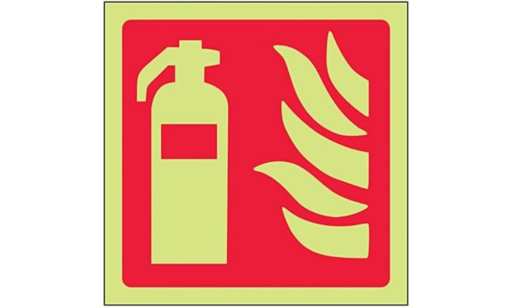 vsafety 13012 af-r Logo estintore segno attrezzature, Plastica rigida da 1 mm, quadrato, 100 mm x 100 mm, colore: rosso
