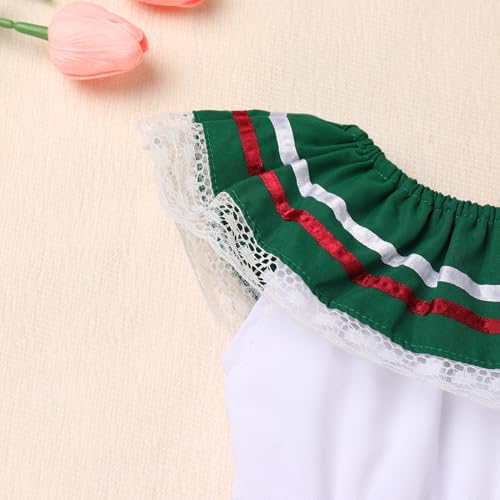 IKADEX Baby Girls Mexican Dress Traditional Rainbow Striped Cinco de Mayo Día de Muertos Dresses3