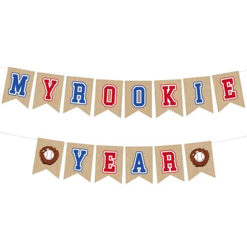 Hokinaa Rookie of the Year Decorations - 2 Pcs Baseball First 1st Birthday