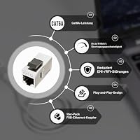 FGB 10Gbps RJ45 Kupplung Cat6a Keystone Koppler, 10 Stück, Silber – Ansicht 2