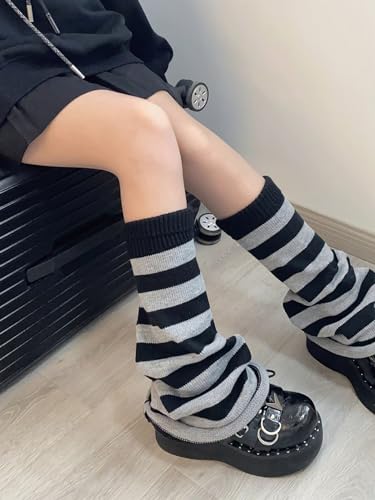 Image of WODECASA Girls Kawaii Leg Warmers Knitted Flared Leg Sleeves Goth Crochet Baggy Cuff Ankle Heap Socks