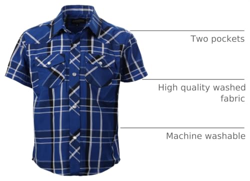 Image of Gioberti Boys Casual Western Plaid Pearl Snap-on Buttons Short Sleeve Shirt