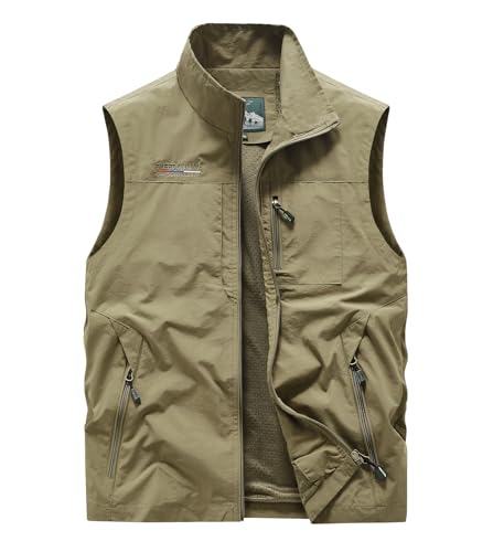 Image of Lightweight Outdoor Vest Jacket for Men, Windbreaker for Golf, Safari, Travel, Fishing, Hiking