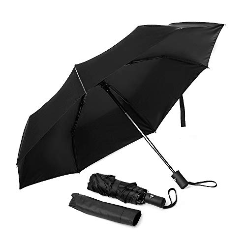 Paraguas Plegable Automático De Golf A Prueba De Viento Portátil Viajar Paraguas Abrir y Cerrar automático con 8 Varillas Reforzadas (Negro) Cover