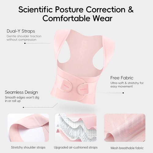 babaka Posture Corrector for Women, Invisible Lightweight Adjustable Back Brace for Upper and Lower Back Pain Relief, Hunchback, Hump, Scoliosis, Thoracic, Spine Corrector Under Clothes (Pink, Medium, Waist: 29''-35'') - Image 5