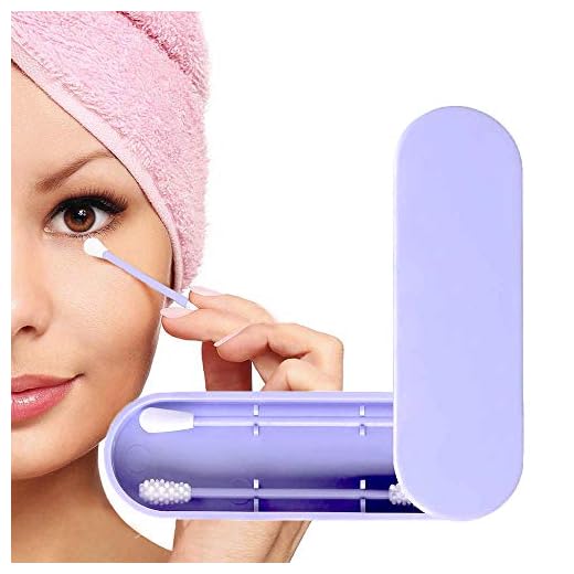 Reusable Cotton Swab, Double Sided Eco-Friendly Cotton Buds Ear Cleaning Picks Cosmetic Bud Stick with Storage Case (Purple)
