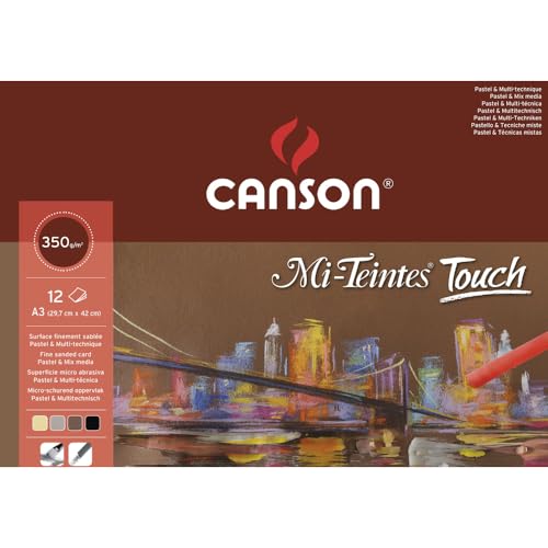 Canson Mi-Teintes Touch Microabrasivo 350g Surtido Bloc Encolado A3,...