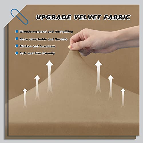 Housse de canapé velours extensible sable 4 places protection salon